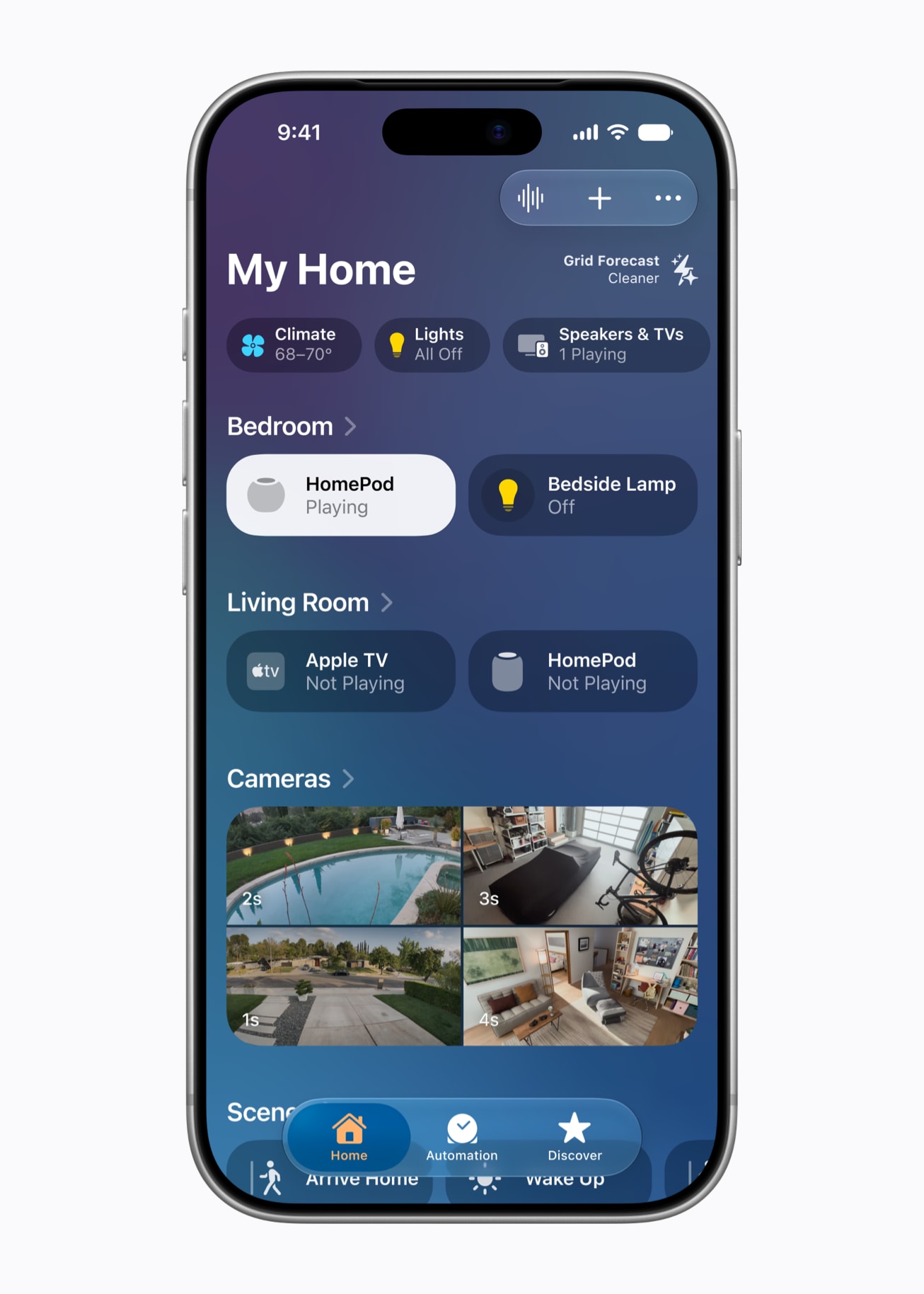 透過 HomePod mini 2 語音控制家中的智慧窗簾與燈光情境
